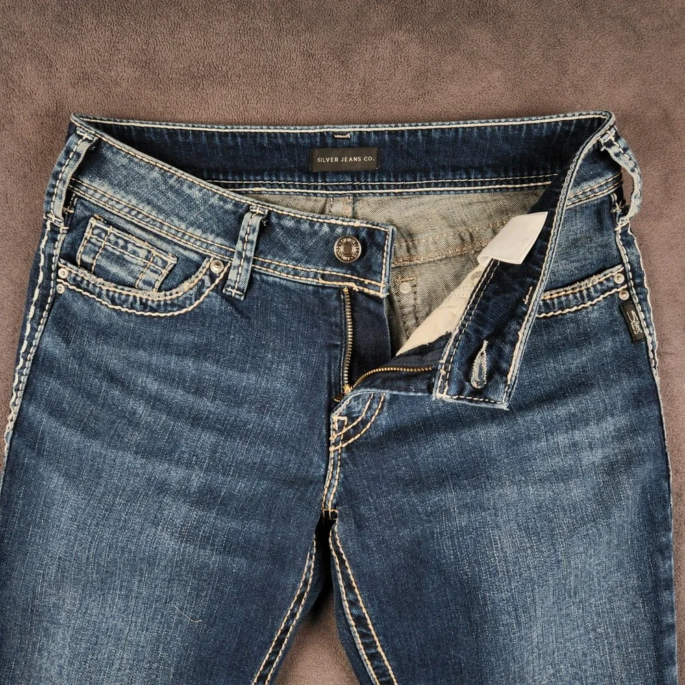 Silver‎ Jeans Suki Bootcut Jeans Womens 29 Dark Wash Mid Rise Curvy Embroidered